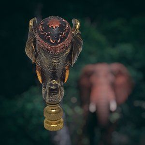 Elephant Lamp Shade finial - Vintage A. Richesca - 1994 - Bronzed brass -